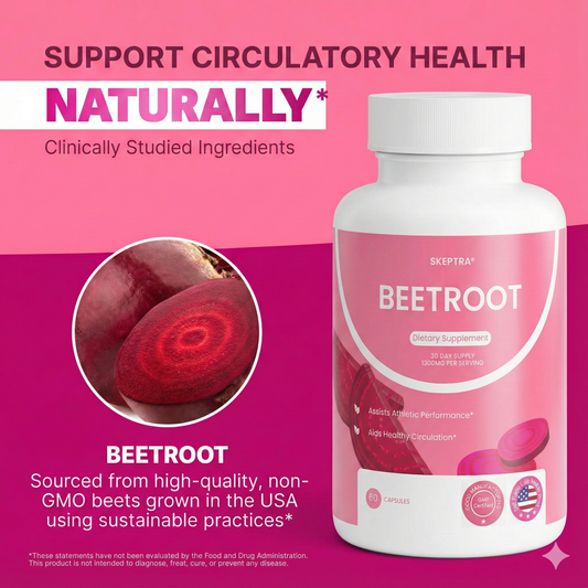 Organic Beetroot Capsules | 1300mg Pure Beetroot Powder for Blood Flow And Heart Health